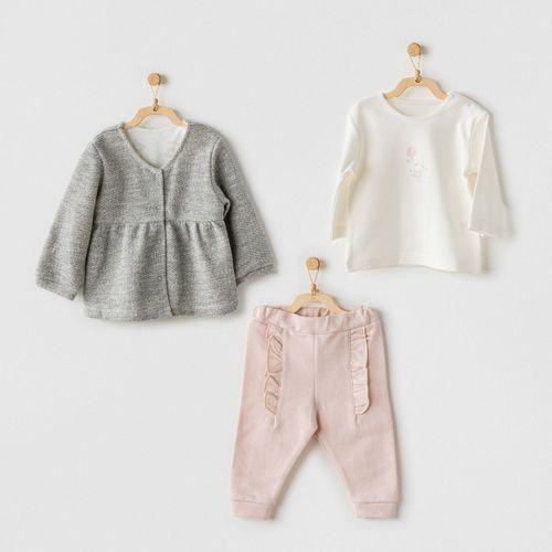 Andywawa Andywawa AC24128 Ballerina 3lü Bebe Takım Grey Ecru Pink