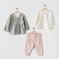 Andywawa Andywawa AC24128 Ballerina 3lü Bebe Takım Grey Ecru Pink