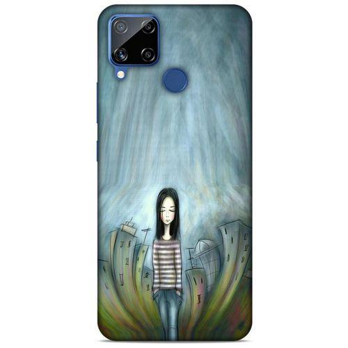 Oppo Realme C15 Kılıf Depresyon (22) Tam Koruma Kılıfı Fuşya Bordo