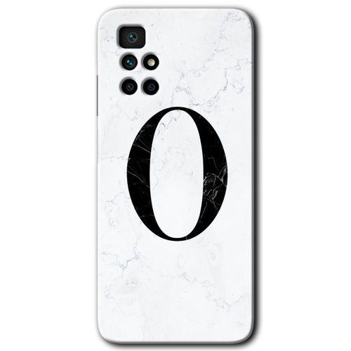 Redmi 10 Kılıf HD Desen Baskılı Arka Kapak - Beyaz Mermer Desenli O Harfi + Kırılmaz Cam