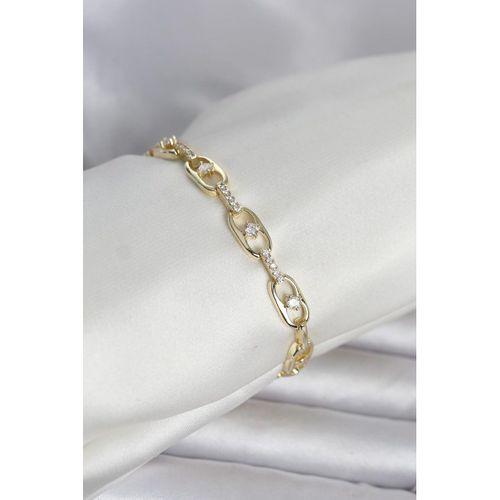 Pirinç Gold Renk Zirkon Taşlı Kadın Bileklik