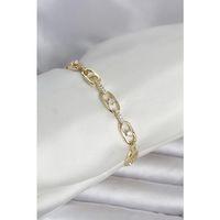 Pirinç Gold Renk Zirkon Taşlı Kadın Bileklik