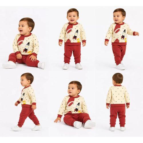 6/24 Ay Uzay Mekiği Baskılı Bebek Takımı