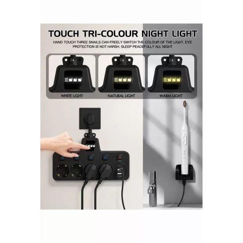 Termal Akım Korumalı 4’lü Duvar Tipi Priz 2x Usb 2x Type-c Çıkışlı Grup Priz Çoğaltıcı Siyah (2500w)