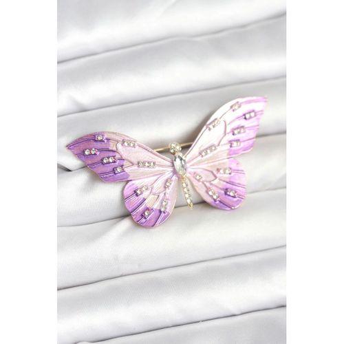 Lila Renk Kelebek Model Broş