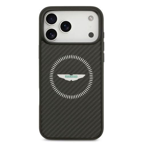 Apple iPhone 17 Pro Max Kılıf Aston Martin Orjinal Lisanslı M-safe Şarj Özellikli Karbon Fiber Kapak
