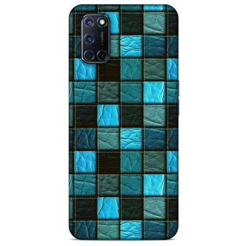 Oppo A52 Kılıf Patchwork (27) Tasarımlı Kılıf Turkuaz Siyah