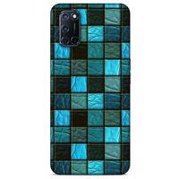 Oppo A52 Kılıf Patchwork (27) Tasarımlı Kılıf Turkuaz Siyah