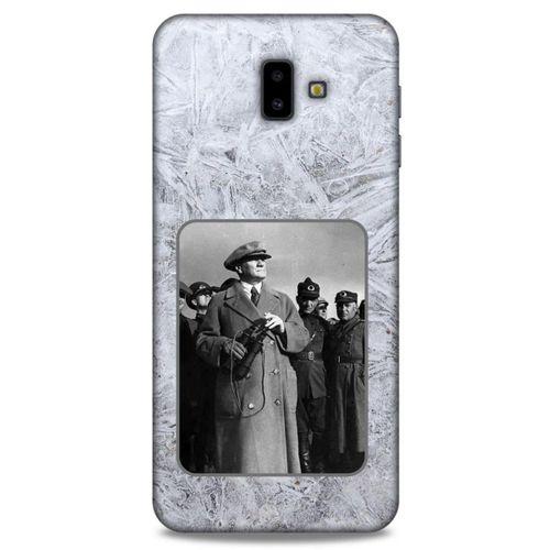 Samsung Galaxy J6 Plus Kılıf Atatürk (33) Hybrid Kılıf Beyaz Tüyler