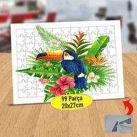 Renkli Çiçekler Arasında Mavi Kuş 99 Parça Puzzle Yapboz Tablo-1