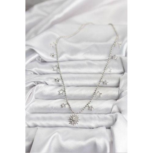 Pirinç Gümüş Renk Güneş Model Kadın Kolye