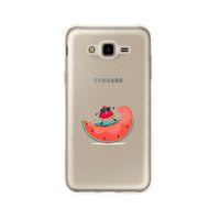 Samsung J7 Sörfçü Karpuz Desenli Premium Şeffaf Silikon Kılıf
