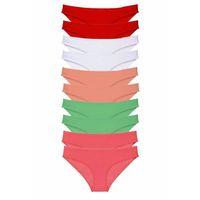 10 adet Süper Eko Set Likralı Kadın Slip Külot Kırmızı Beyaz Pudra Yeşil Fuşya