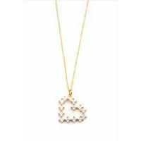 Taşlı Kalp Kolye - Altın