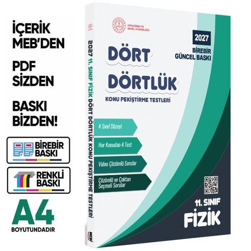 2027 MEBİ-OGM 11 Sınıf Dört Dörtlük Fizik Pekiştirme Testi A4 Renkli Soru Bankası BASKI ÜCRETİ