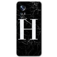 MRCİLETİSİM Xiaomi Mi 12 Kılıf HD Desen Baskılı Arka Kapak + Temperli Cam - Siyah Mermer Desenli H Harfi