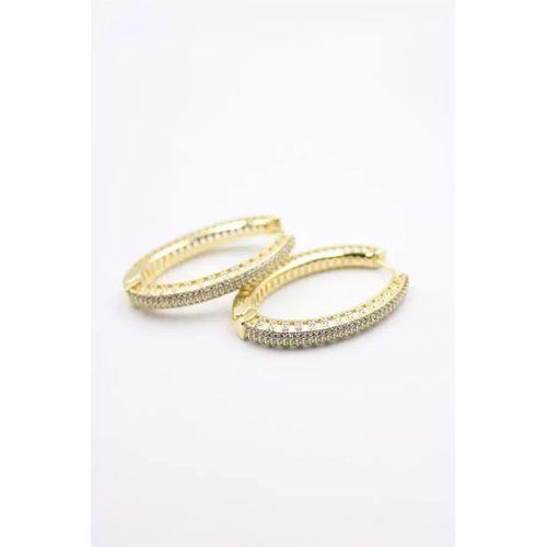 Taşlı Halka Küpe - Altın