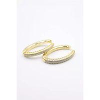 Taşlı Halka Küpe - Altın