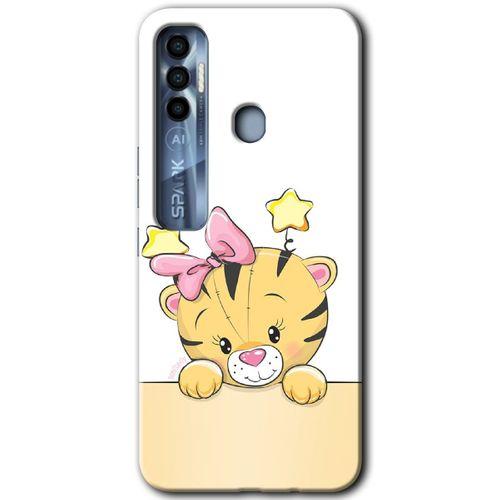 Tecno Spark 7 Pro HD Baskılı Kılıf + 9D Tam Ekran Koruyucu - Sevimli Kedi