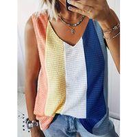 Kadın Askılı V Yakalı çok Renkli Triko Bluz