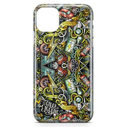 Apple iPhone 11 Kılıf Elektrikli Araba Doodle Arka Kapak Koruma Desenli Full Koruyucu