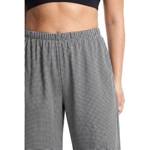 Kadın Siyah Beyaz Kareli Büyük Beden Cepli Pijama Altı Rahat Kesim Esnek Bel Günlük Ev Giyim Alt