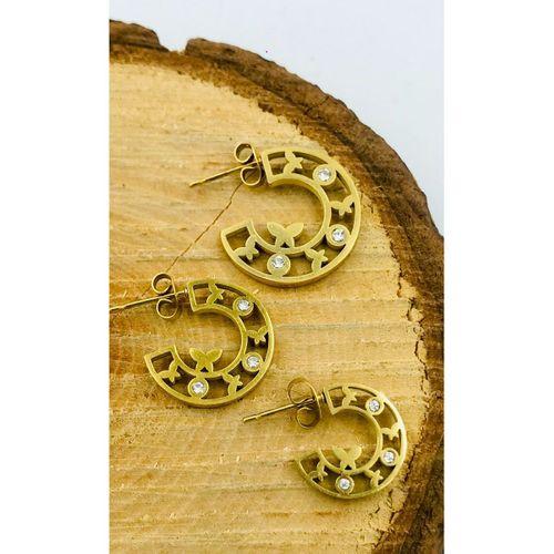 Gold Renk Figürlü Çelik  Küpe