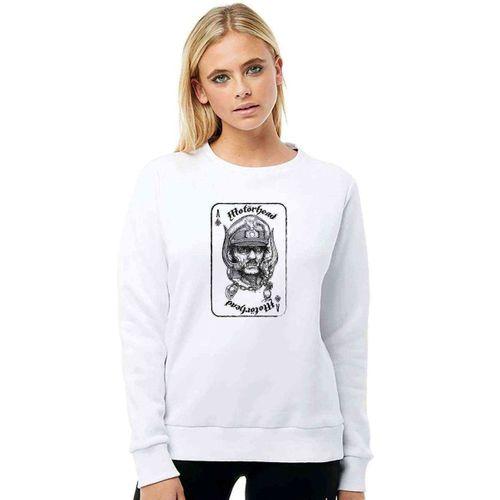Motorhead Iskanbil Baskılı Beyaz Kadın Sweatshirt