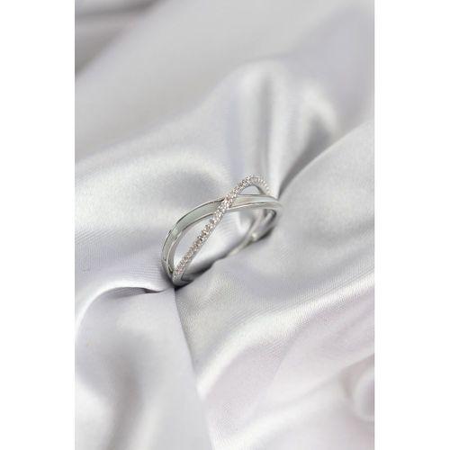 Zirkon Taşlı Sarmal Sedefli Gümüş Renk Kadın Yüzük