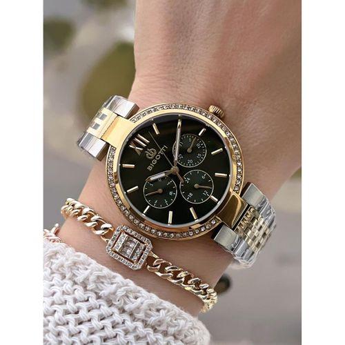 Bigotti Çelik Kordon 2 Yıl Garantili 3 Atm Suya Dayanıklı Spor Kadın Kol Saati+Bileklik YBG.10661.4