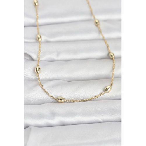 CM 14K Gold Renk Topçuklu Burgu Zincir Model 60 cm Kadın Kolye