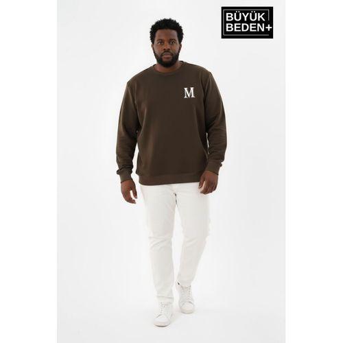 Erkek Büyük Beden M Baskılı Bisiklet Yaka ince Sweatshirt SPR26BSW956-13