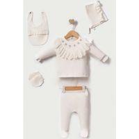 Lale Nakışlı Yenidoğan Kız Bebek 5 Parça Hastane Çıkışı Zıbın Seti