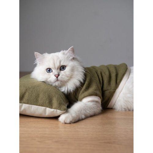 Natura Cozy Pati & Yastık | Nefti Yeşil Polar Kedi Sweatshirt ve Mini Yastık | 2 Parça