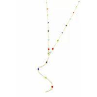 Renkli Taşlı Y Kolye - Altın