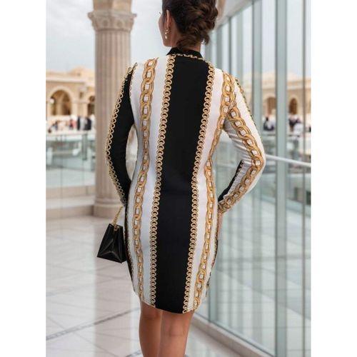 Kadın Uzun Kollu Bisiklet Yaka Scuba Midi Boy Elbise