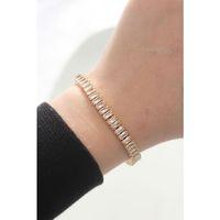 Pirinç Zirkon Taşlı Gold Renk Su Yolu Bileklik - TJ-BB6044