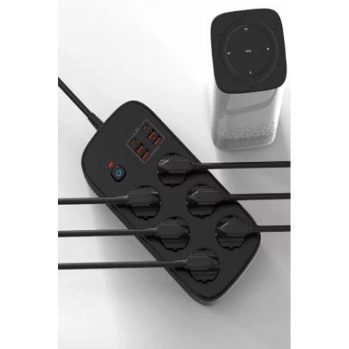 Termal Akım Korumalı 6’lü Priz 4x Usb 2x Type-c Çıkışlı Grup Priz Çoğaltıcı (3500w) Siyah