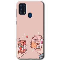 MRCİLETİSİM Samsung Galaxy M31 Kılıf Baskılı Kapak - Meyveli Süt +Tam Ekran Koruyucu