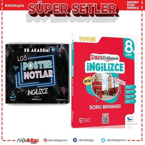 KR Akademi 8. Sınıf LGS İngilizce Poster Notlar ve Sınav Yayınları Soru Bankası Seti 2 Kitap