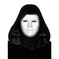 Siyah Kapüşonlu 120 cm Pelerin ve Beyaz Boyanabilir Tam Yüz Maske