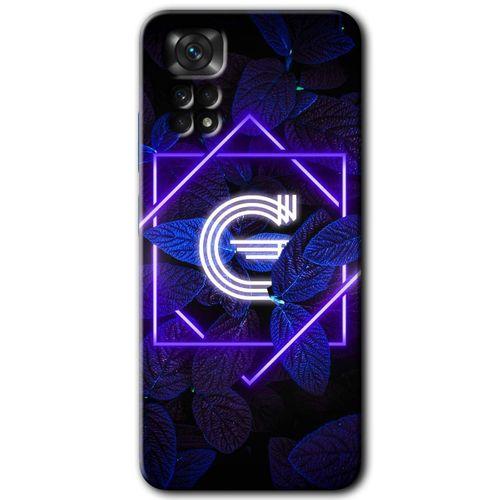 Redmi Note 11 5G Global Kılıf HD Desen Baskılı Arka Kapak - Dark Neon Yaprak G Harfi + Kırılmaz Cam