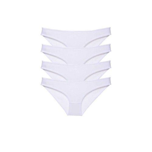 4 Adet Süper Eko Set Likralı Kadın Slip Külot Beyaz