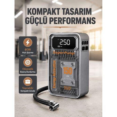 150 Psı Kablosuz Hava Pompası – Led Ekranlı Ve Otomatik Kapanma Özellikli