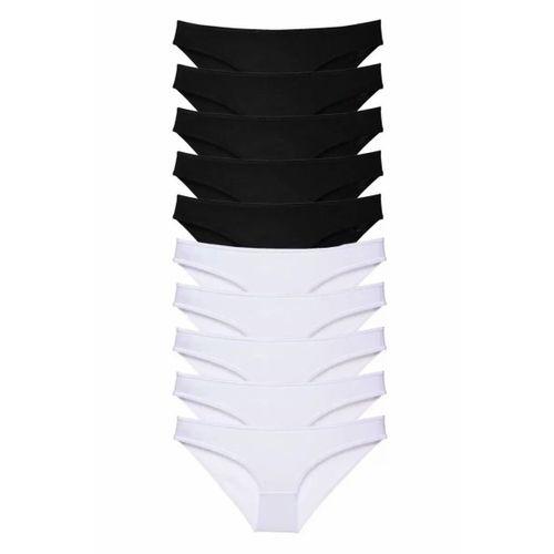 10 adet Eko Set Likralı Kadın Slip Külot Siyah Beyaz