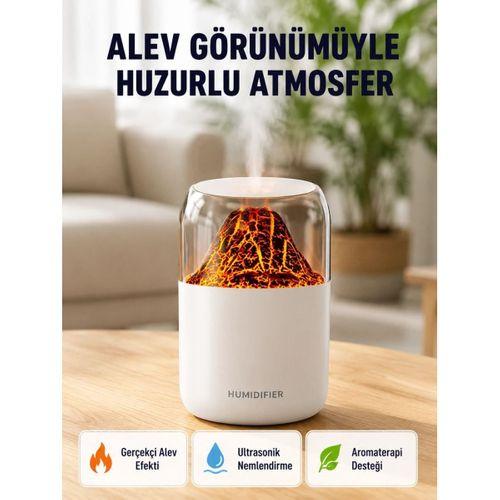 280ml Alev Işıklı Ultrasonik Hava Nemlendirici Sessiz Ve Usb Şarjlı