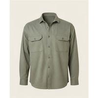 Çift Cepli İnce Fitilli Erkek Kadife Gömlek - Açık Haki