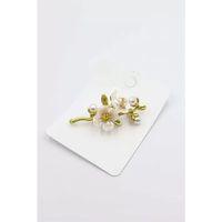 Çiçek Dalı Broş - Beyaz