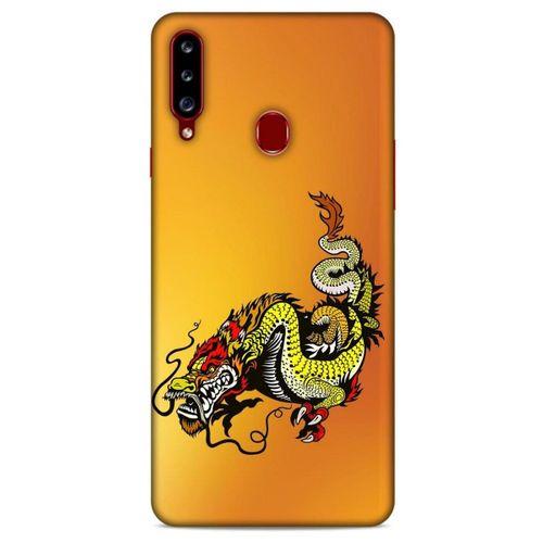 Samsung Galaxy A20s Kılıf Dragons (28) Arka Kapak Tatoo Sarı Ejderha