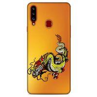 Samsung Galaxy A20s Kılıf Dragons (28) Arka Kapak Tatoo Sarı Ejderha